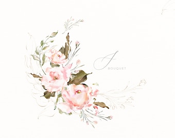 Watercolor Floral Bouquets Floral Clipart PNG Flower Clipart Wreath PNG Pink Flowers Wedding Invite Floral Arrangement Spring Summer Flower