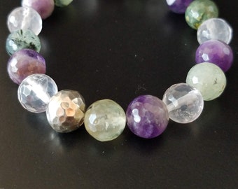 Rose Quartz, Amethyst and Prehnite Stretch Bliss Bracelet