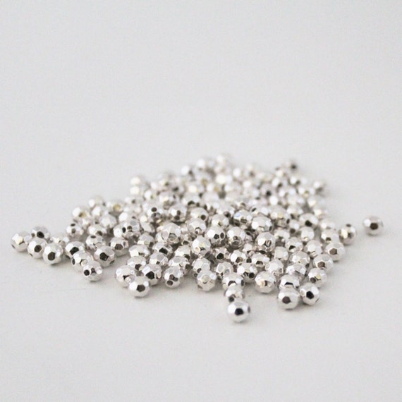 100 Silver Metallic Pearl Beads for Bracelets 4mm Round Acrylic Beading  Supplies