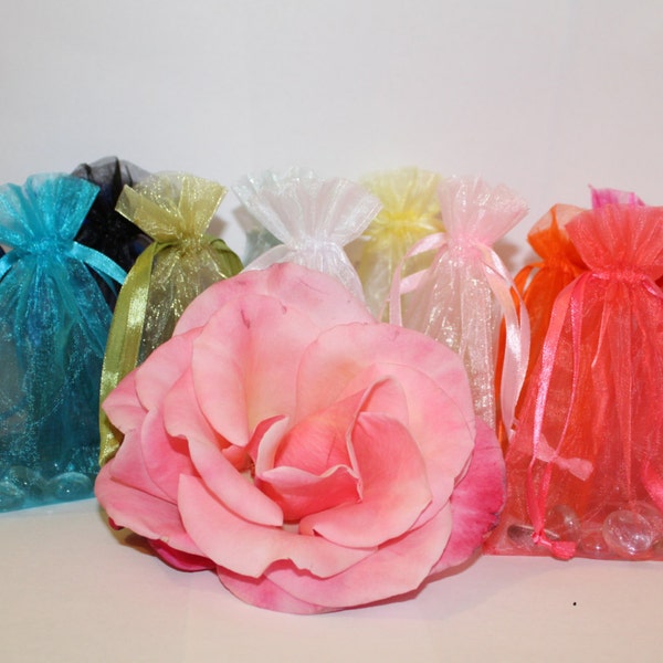 Pack of 12 Organza Bags, sheer favor bags Size 4 x 6