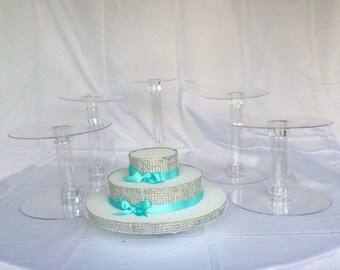 5 Cake Stand Set for Wedding Cake Displays 2 inch gap / Cascade Cake Set - Medium Size