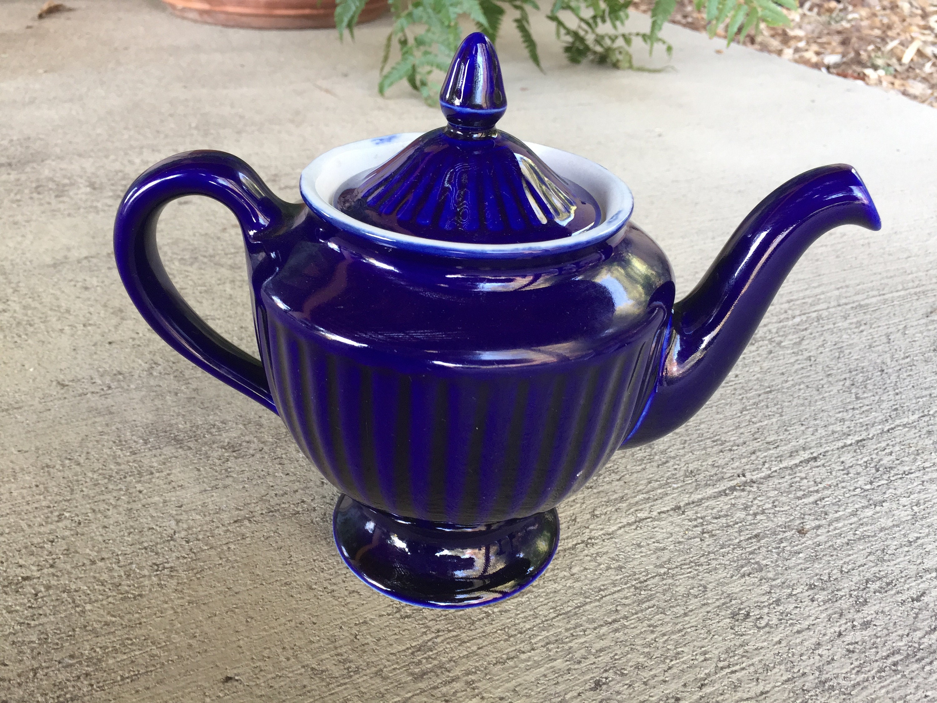Vintage HALL Cobalt Blue Teapot. Los Angeles Style. Porcelain Etsy