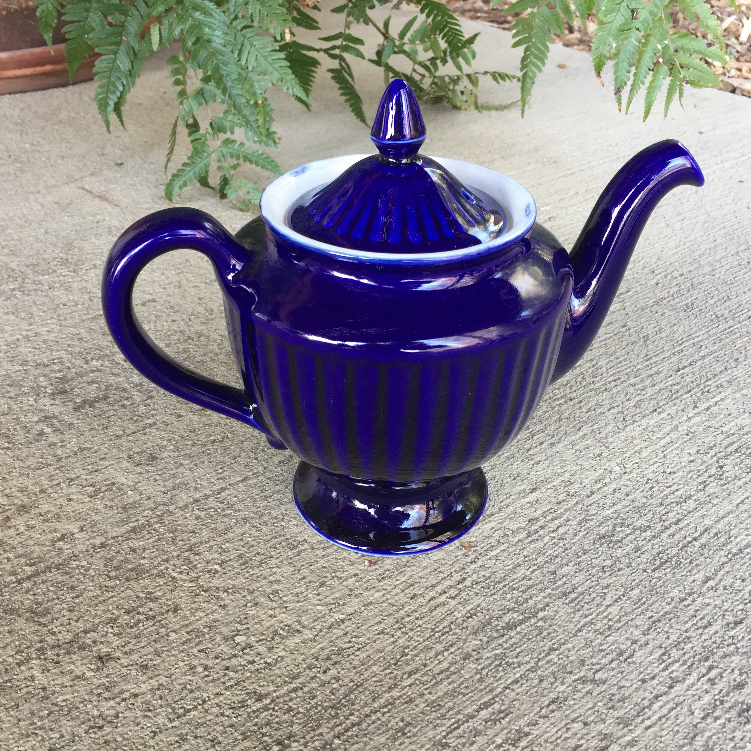 Vintage HALL Cobalt Blue Teapot. Los Angeles Style. Porcelain Etsy