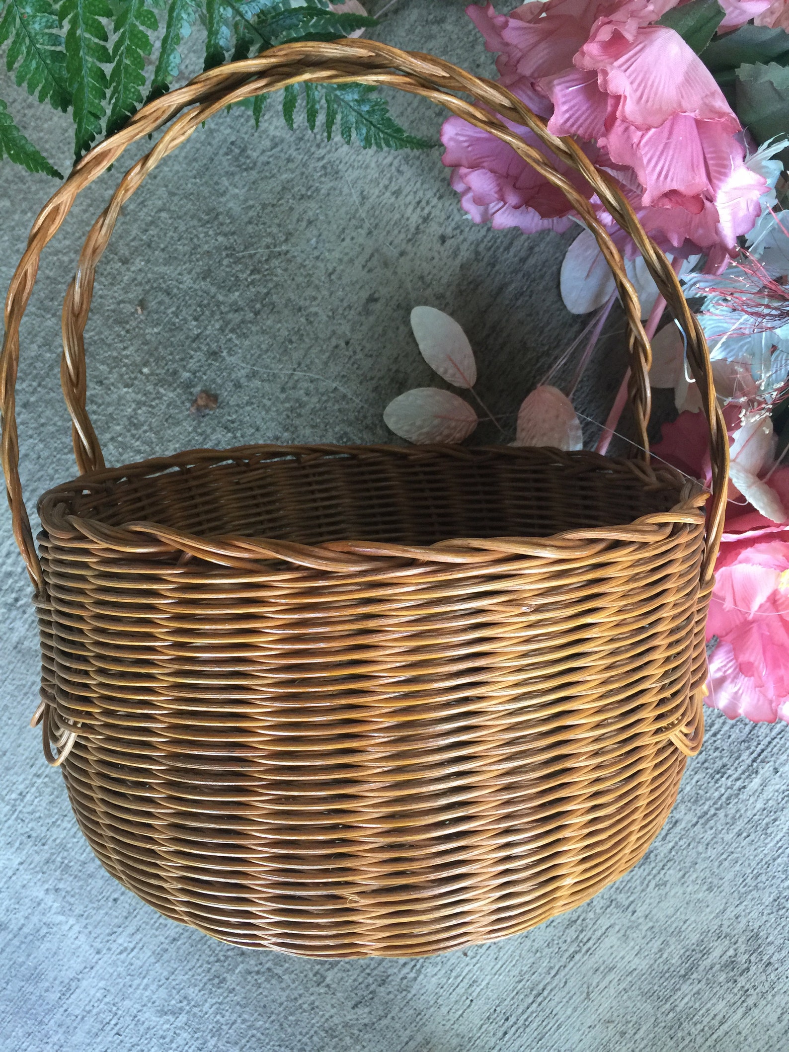 Cesta de mimbre vintage con 2 manijas. Almacenamiento / cocina | Etsy