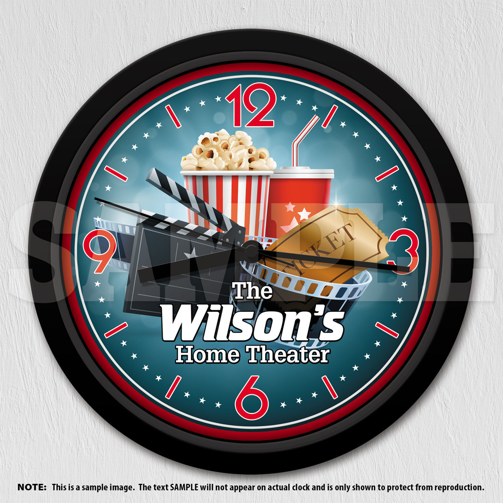 Home Theater Cinema Personalized Wall Clock Man Cave Wall Etsy