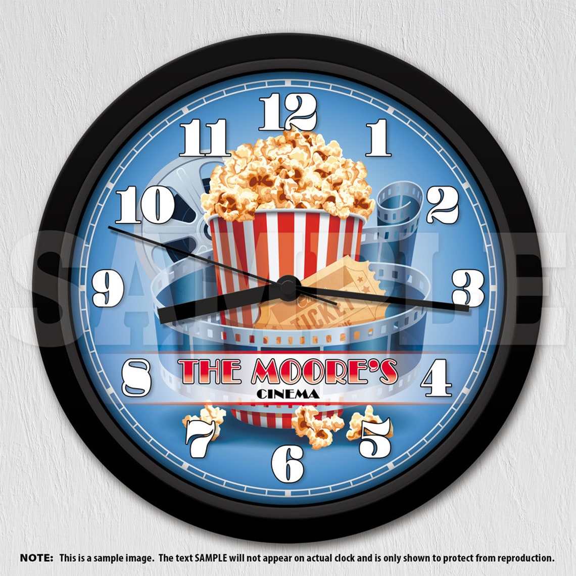 Home Theater Cinema Personalized Wall Clock Man Cave Wall Etsy