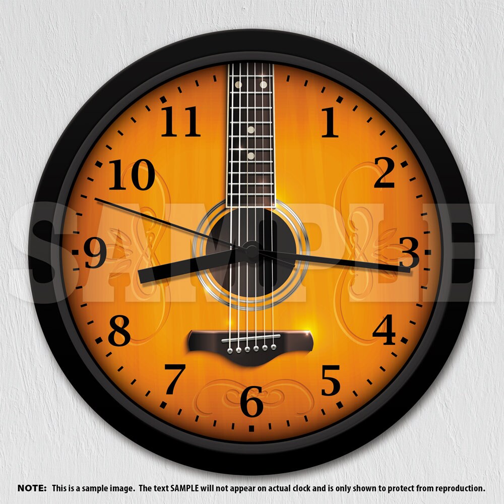 Acoustic Guitar Decorative Wall Clock Music Decor Musician Etsy