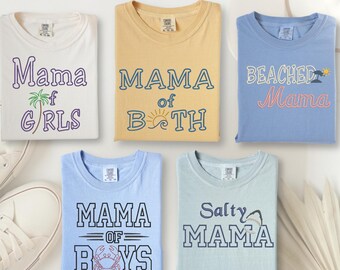 Küsten Mama Stickerei Dateien, Strand Mutter Sweatshirt Stickdateien, Mama von Jungen Mädchen beide, gestrandete Mama salzige Mama
