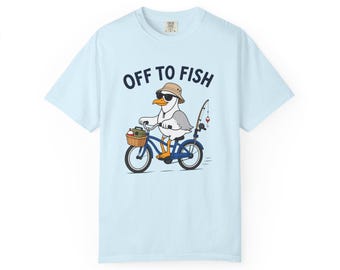 Auf Fischen Shirt, lustiges Fischen Möwen T-Shirt, Küstenfischen Shirt, Komfort Farben Strand Fischen Geschenk