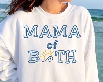 Mama von Beidem Stickmuster, Sweatshirt Stickdatei, Strand Mama Shirt Schnittmuster, Küsten Mama Maschinenstickerei Download