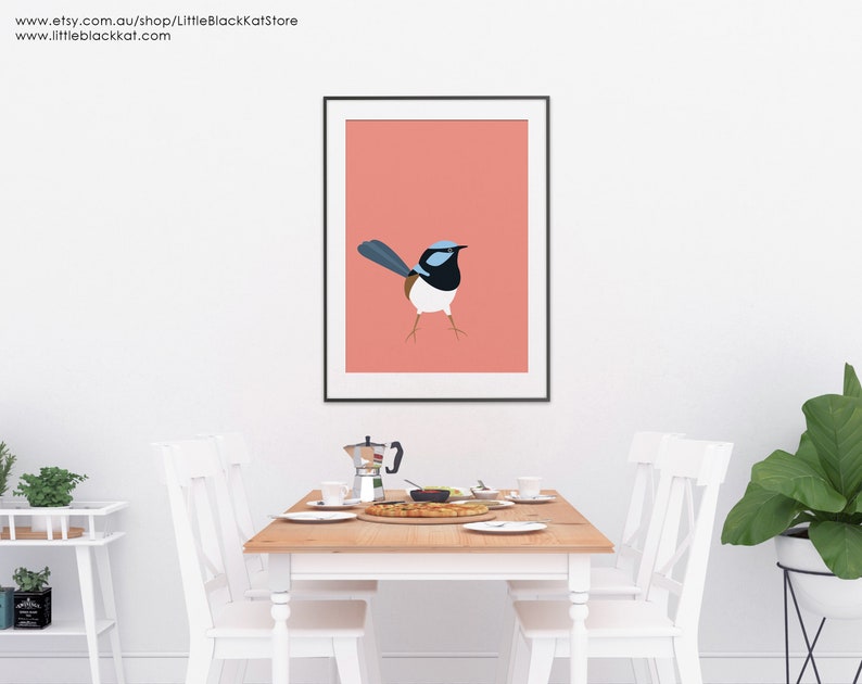 Superb Fairy-wren Wall Art Printable Australian Bird Print Blue Superb Fairy Wren image 2