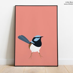 Superb Fairy-wren Wall Art Printable Australian Bird Print Blue Superb Fairy Wren image 1