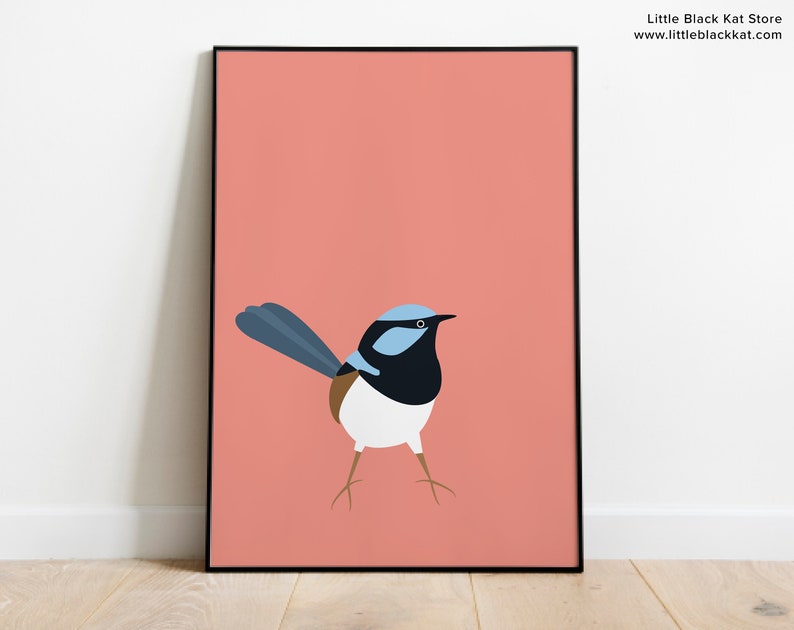 Superb Fairy-wren Wall Art Printable Australian Bird Print Blue Superb Fairy Wren image 1