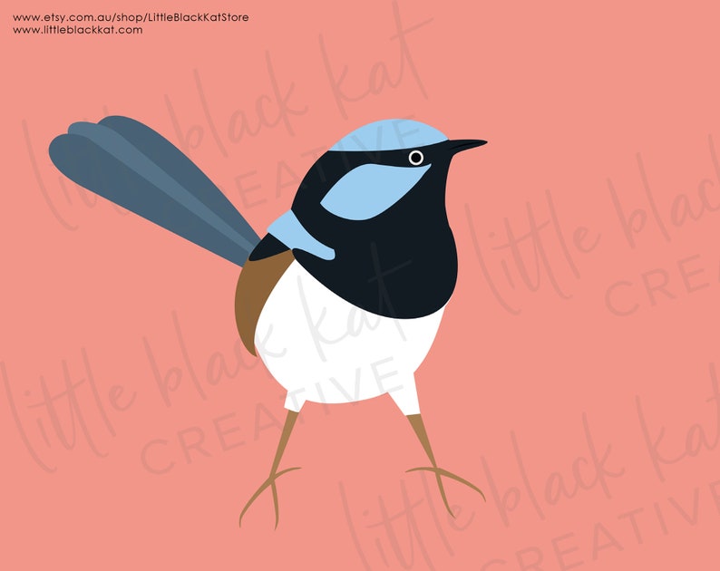 Superb Fairy-wren Wall Art Printable Australian Bird Print Blue Superb Fairy Wren image 3