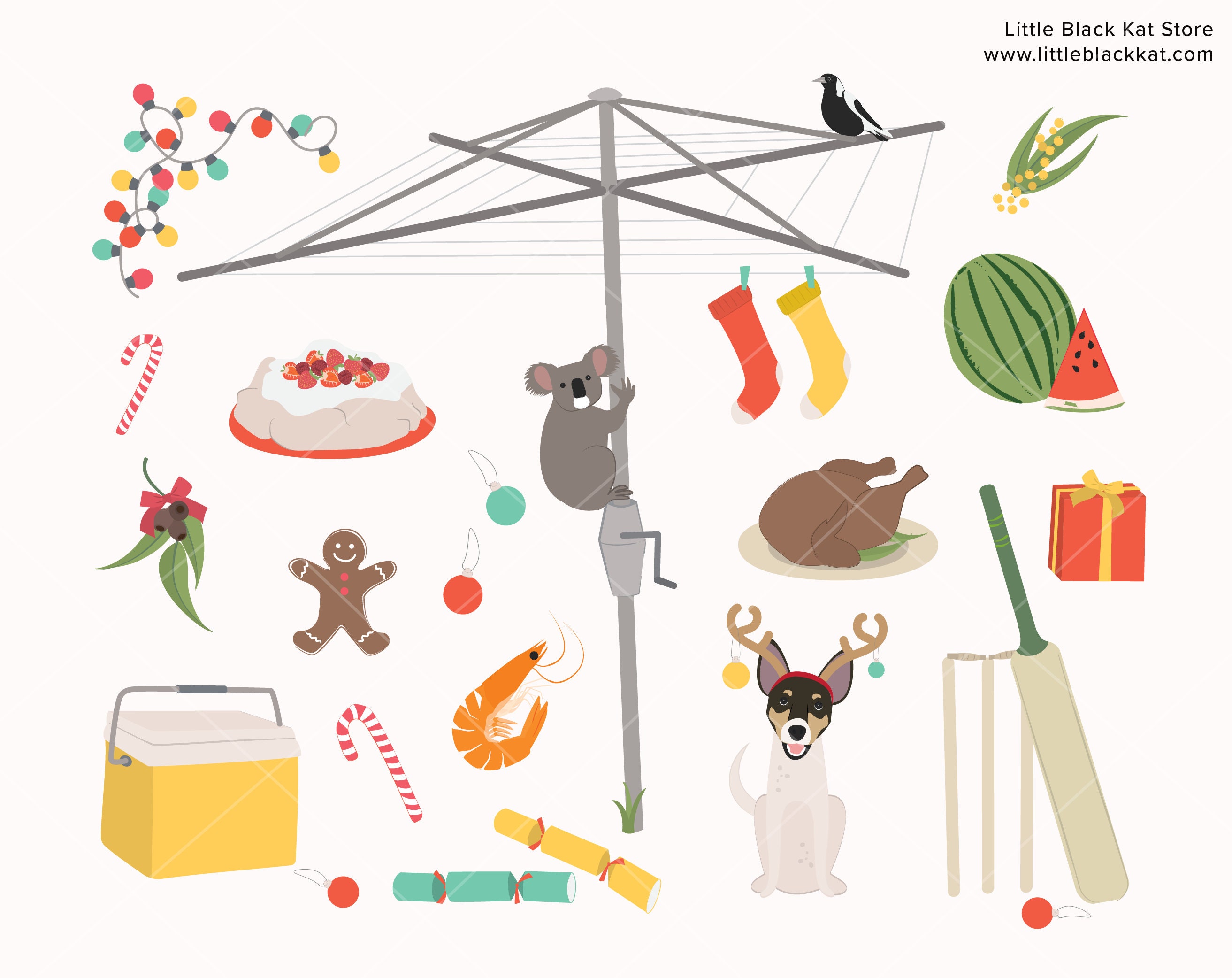 Australian Christmas clip art Digitally drawn Christmas Etsy