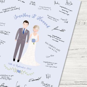 Wedding guest book alternative Wedding keepsake signature board Custom wedding illustration Digital portrait drawing image 7