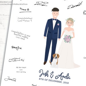 Wedding guest book alternative Wedding keepsake signature board Custom wedding illustration Digital portrait drawing image 5