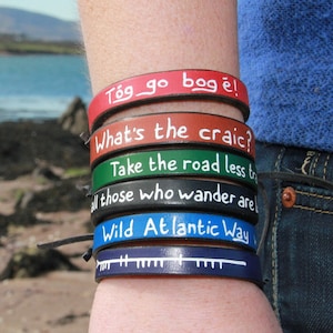 Inscribed leather bracelet