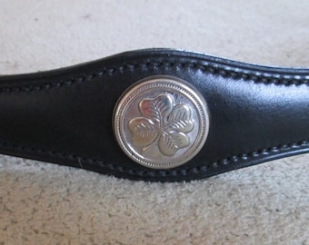 Lucky Clover browband, hand-stitched, custom made.