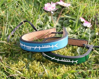 Anam Cara (Soul Friend) Ogham script leather bracelet, soul mate. Irish writing.