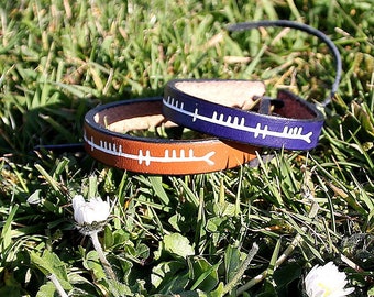 Sonas (Happiness) Ogham script leather bracelet