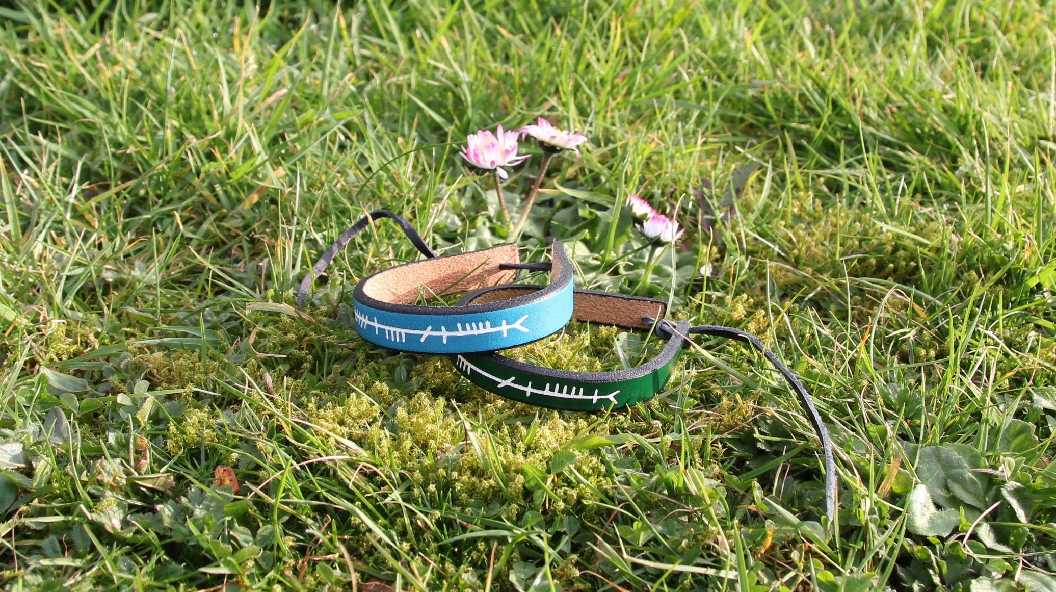 Anam Cara (Soul Friend) Ogham script leather bracelet, soul mate. Irish writing.