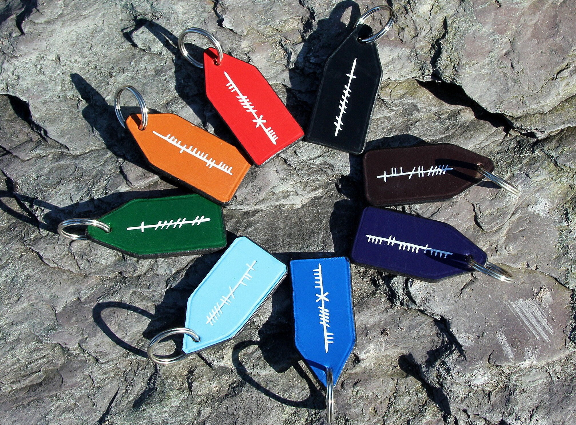 Sirish Keychains Personalised Ogham Leather Keychains. Ancient Irish Writing. Custom ...