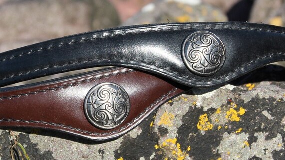 Celtic Triskele hand-stitched browband custom made