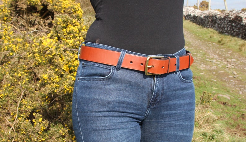 Range of colours. 1 1/2 wide leather belt. Custom-made, hand-stitched. image 7