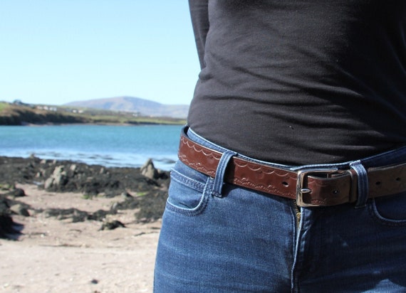 Stamped Bridle Leather Belt Custom Made 