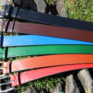 Range of colours. 1 1/2 wide leather belt. Custom-made, hand-stitched. image 4