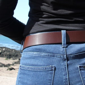 Range of colours. 1 1/2 wide leather belt. Custom-made, hand-stitched. image 2