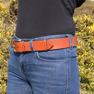 Range of colours. 1 1/2 wide leather belt. Custom-made, hand-stitched. image 8