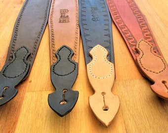 Guitar Strap Custom made Pattern Border Personalized  Leather Bass / Acoustic / Electric Guitar Western Instrument Straps