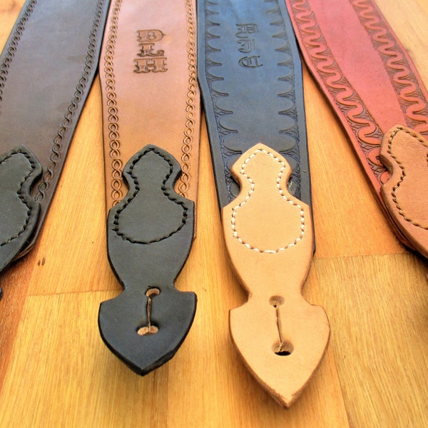 Guitar Strap Custom made Pattern Border Personalized  Leather Bass / Acoustic / Electric Guitar Western Instrument Straps