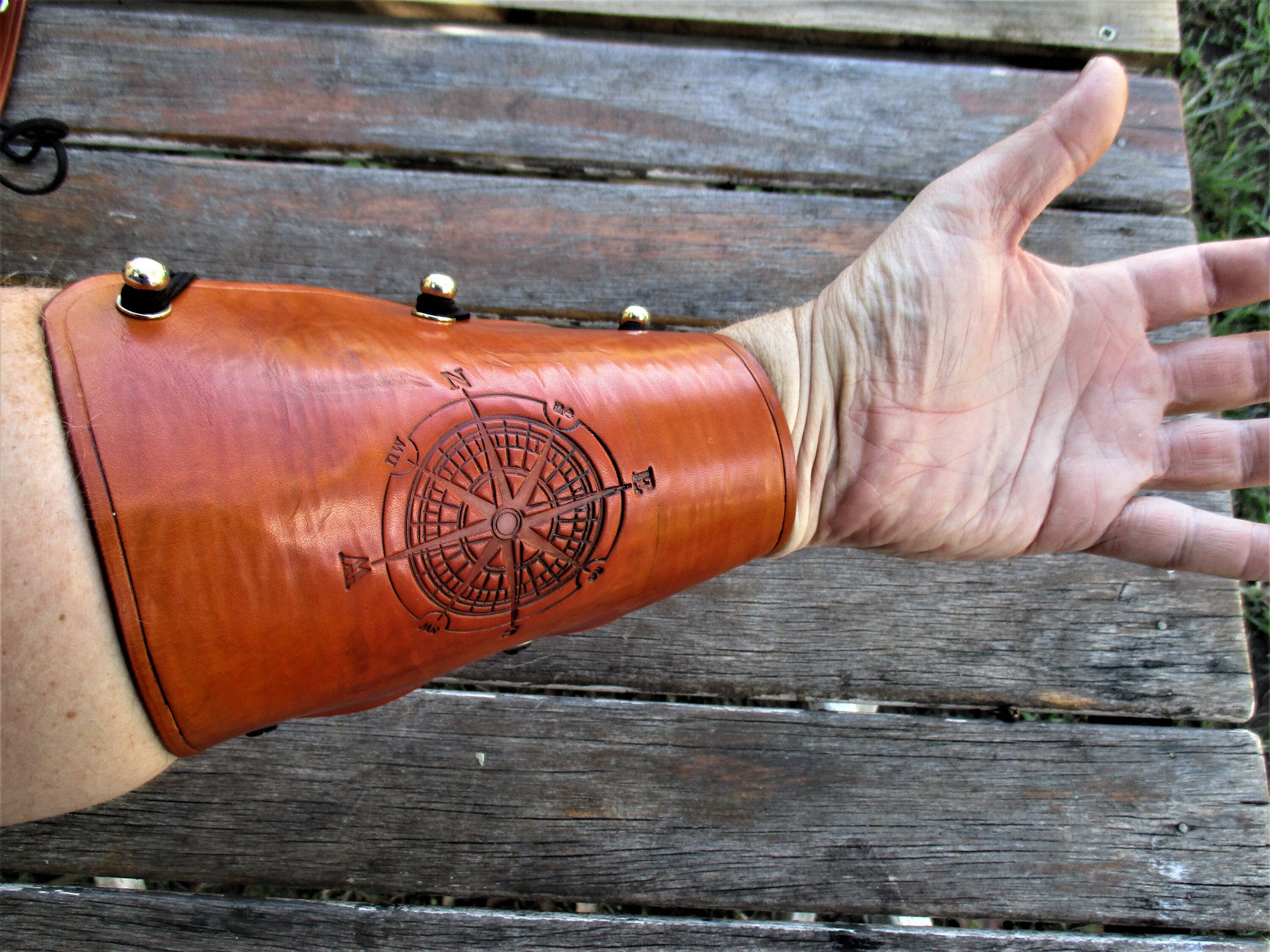 Custom hand made leather bracer, traditional, archery bracer Medieval