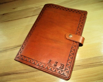 Journal Handmade Personalized Leather Journal Large   Tooled Custom  border Pattern  Diary. Book Cover A4 Size (8.3 x 11.7 Inches)