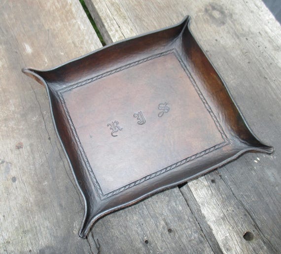 Personalized Leather Valet Tray Dresser Tray Desk Tray Etsy