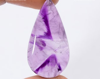 31.50 Cts Trapiche Amethyst Gemstone/ Purple Cabochon Amethyst Pear Stone/ Making For Jewelry 35X19X5 mm