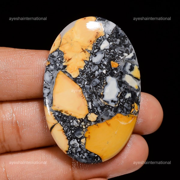 73.00 Cts Maligano Jasper Gemstone/ Yellow Cabochon Jasper / Oval Loose Gem/ Untreated Jasper For Jewelry 45X30X5