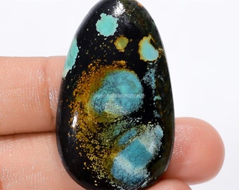 Real 44.00 Cts Tibetan Turquoise Gemstone/ Turquoise/ Turquoise Oval Cabochon/ Turquoise Loose Gemstone 40X24X6 mm