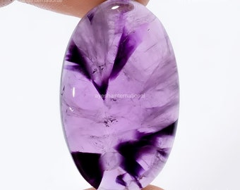 42.50 Cts Trapiche Amethyst Gemstone/ Purple Cabochon Amethyst Oval Stone/ Making For Jewelry 34X21X7 mm