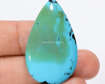 Authentic 34.50 Cts Tibetan Turquoise Cabochon, Turquoise Turquoise Gemstone, Handmade Pear Turquoise Loose Stone 37X23X6 mm