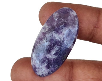 Purple Lepidolite Gemstone- Minimalist Jewelry Stone- Cabochon Lepidolite Jewelry - Natural Stone For Jewelry Making 31x15x5mm - 22 Cts.