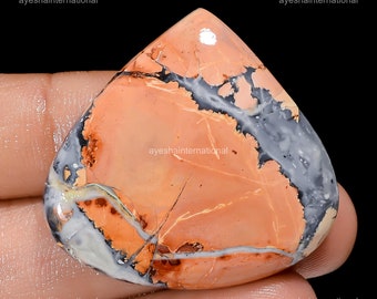 82.50 Cts Maligano Jasper Gemstone/ Orange Cabochon Jasper Heart Stone/ Making For Jewelry 34X36X9 mm