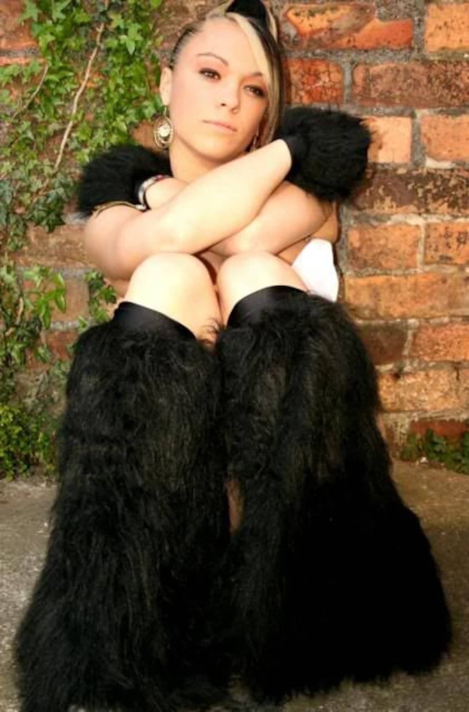 Adult Women's Furry Leg Warmers Turquoise main image 0