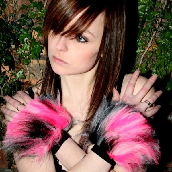 ANY COLOURS Bright Neon Camo fluffy furry cuffs wrists faux fur long pile fluffy boots plur rave clubwear goth punk rave cyber