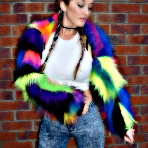 Funki-b LINED Patchwork Rainbow Neon UV 