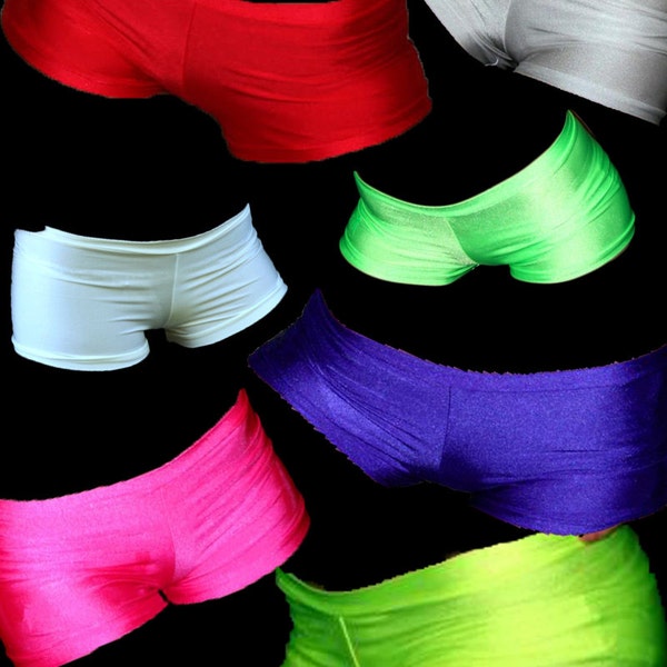 Neon lycra costume hotpants shorts bright punk goth cyber rave wear club wear plur lots of colours