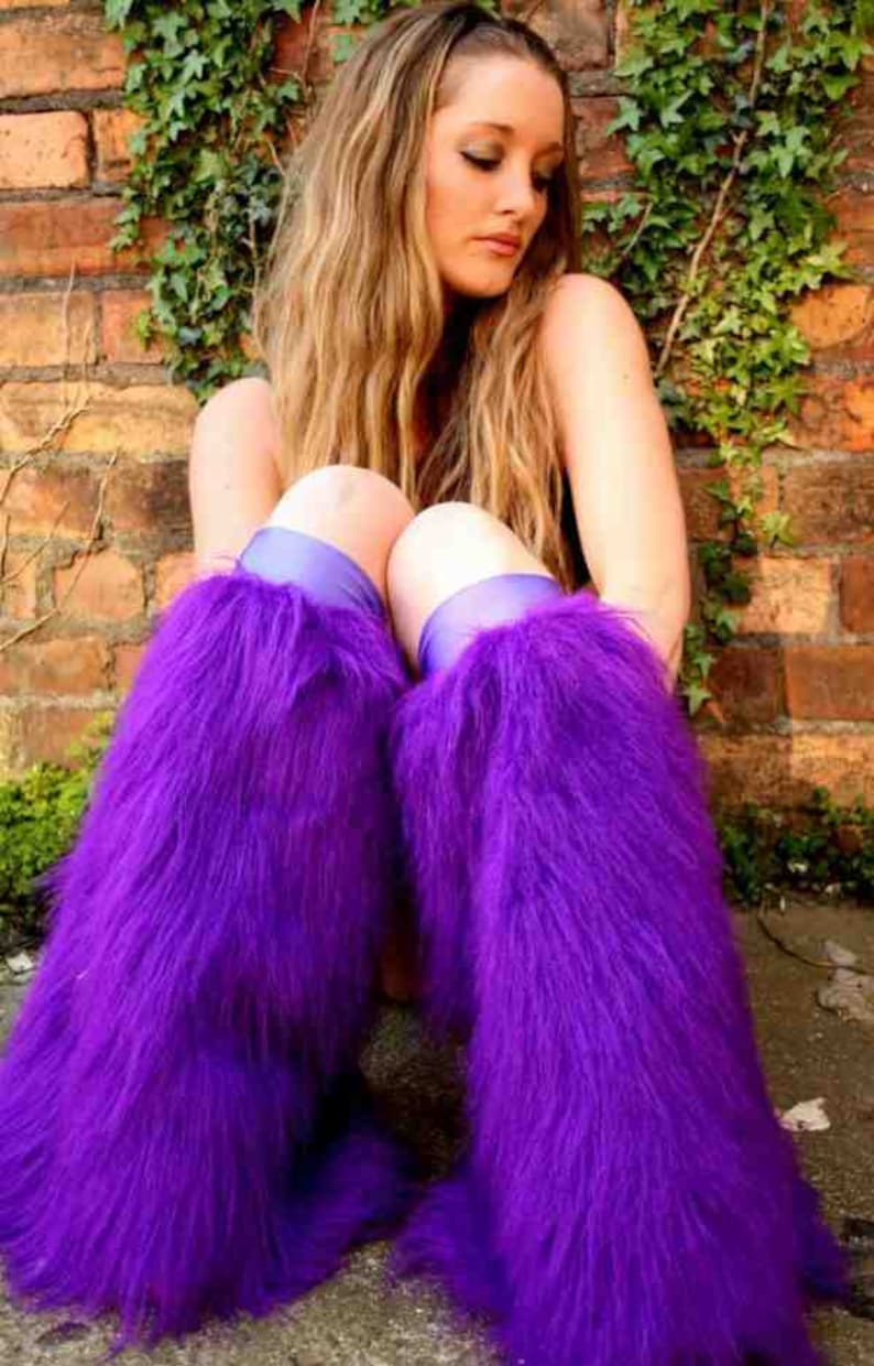 Fluffy furry leg warmers neon plain faux fur lots of colours Etsy